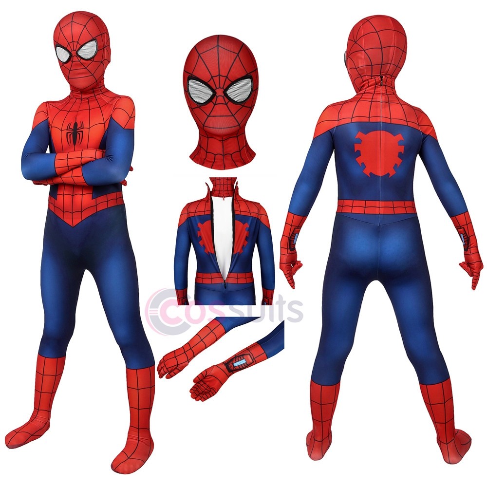 The Amazing Spider Man Cosplay Spiderman Costume Peter\u00b7Parker Jumpsuits Mask For KID Suit
